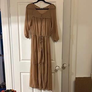 Boho Tan Maxi Dress by Motel Italy